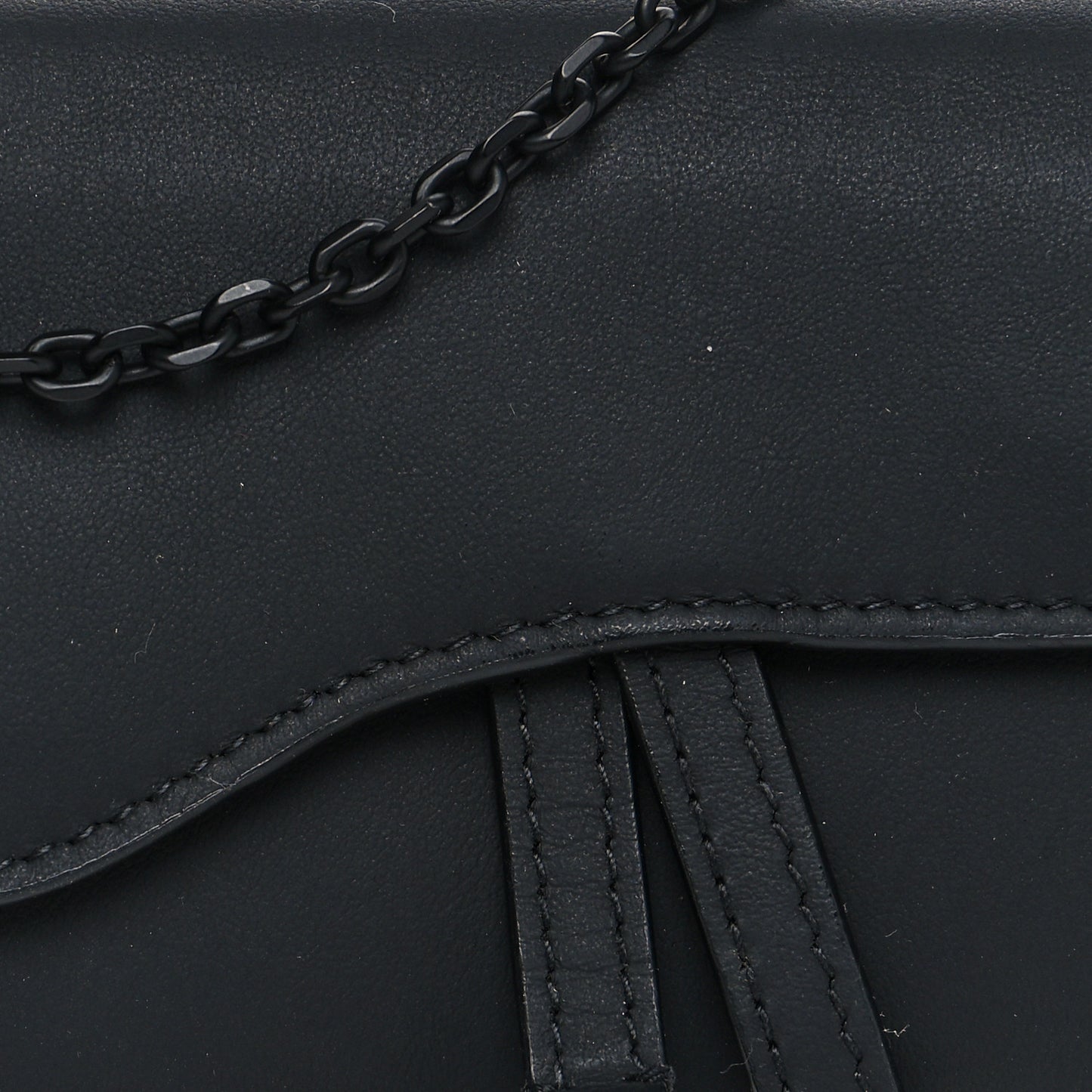 Ultra Matte Calfskin Nano Saddle Chain Pouch Black