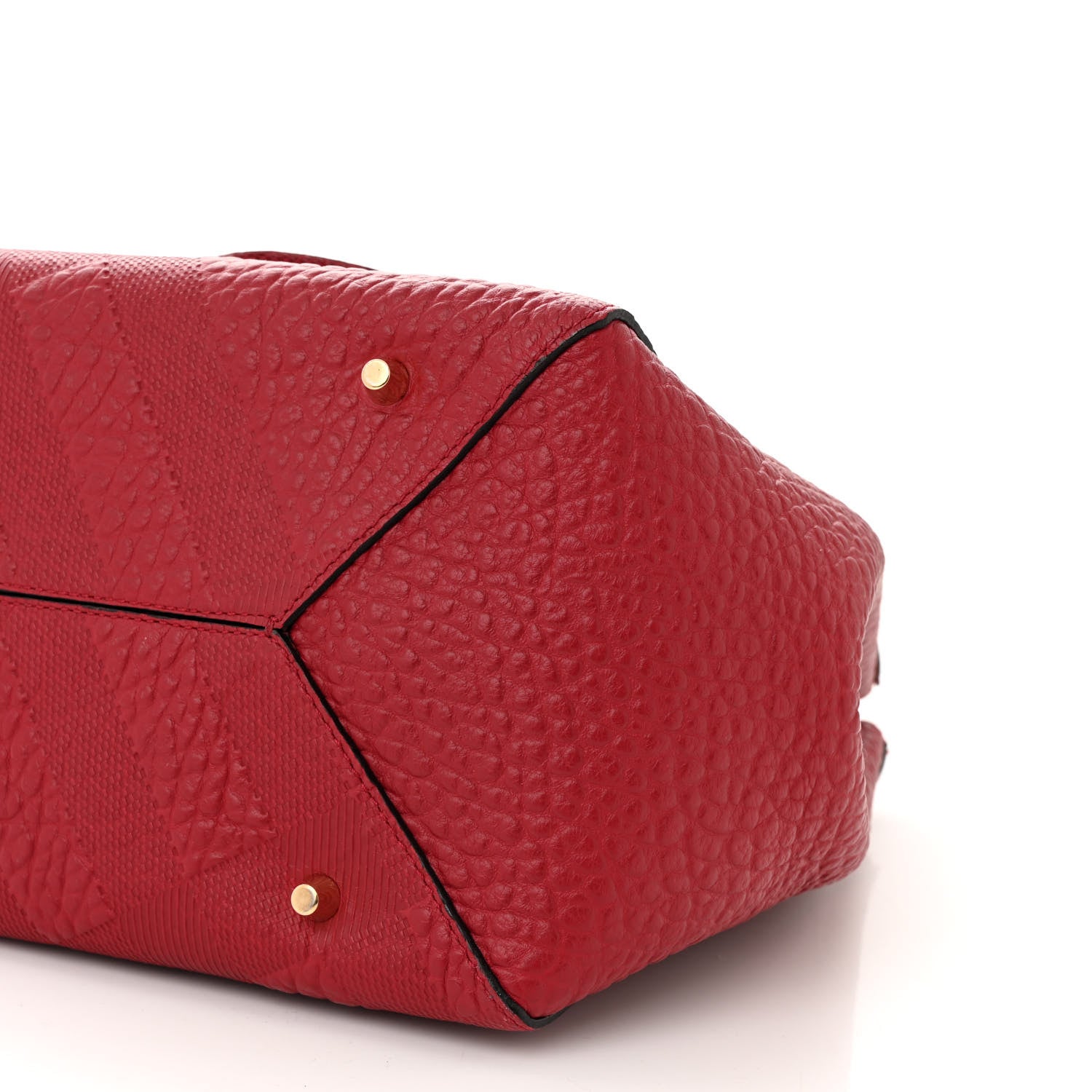 Burberry Signature Grain Calfskin Check Embossed Small Canterbury Tote Red 10 of 11