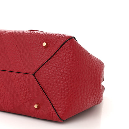 Burberry Signature Grain Calfskin Check Embossed Small Canterbury Tote Red 10 of 11