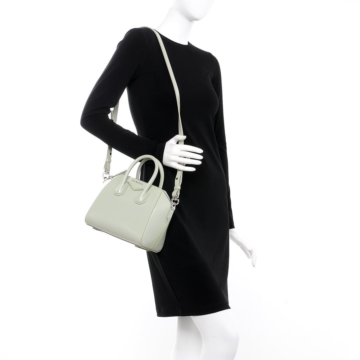 Shiny Lord Calfskin Mini Antigona Aqua Green