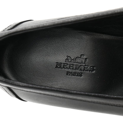 Hermes Goatskin Womens Royal Loafers 37 Black 7 of 8