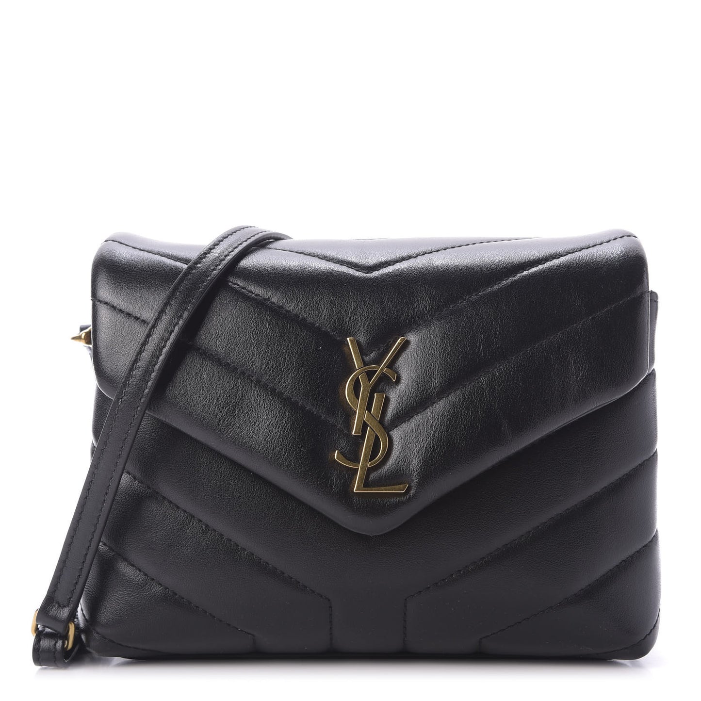 Calfskin Y Quilted Monogram Toy Loulou Crossbody Bag Black