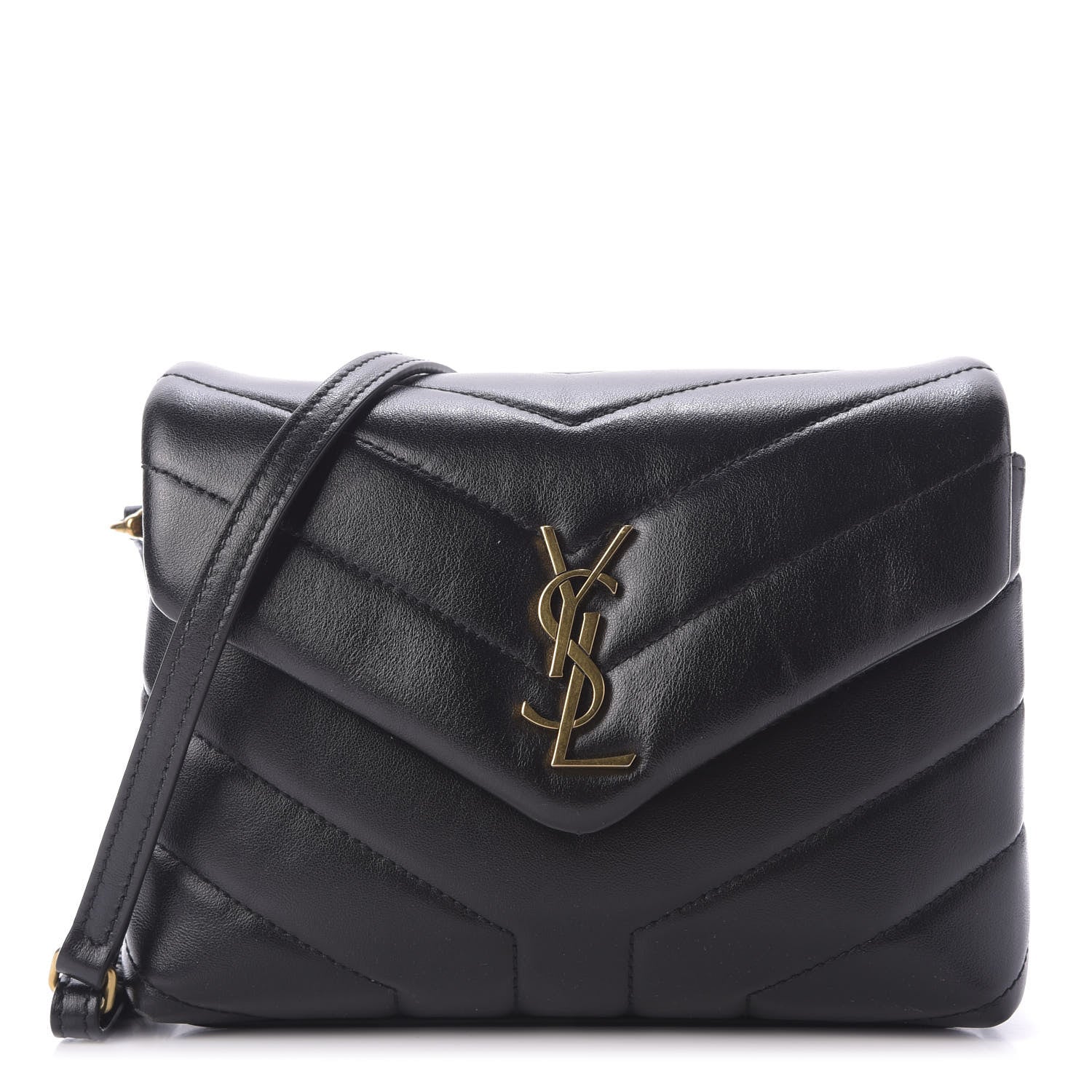 Saint Laurent Calfskin Y Quilted Monogram Toy Loulou Crossbody Bag Black 1 of 9
