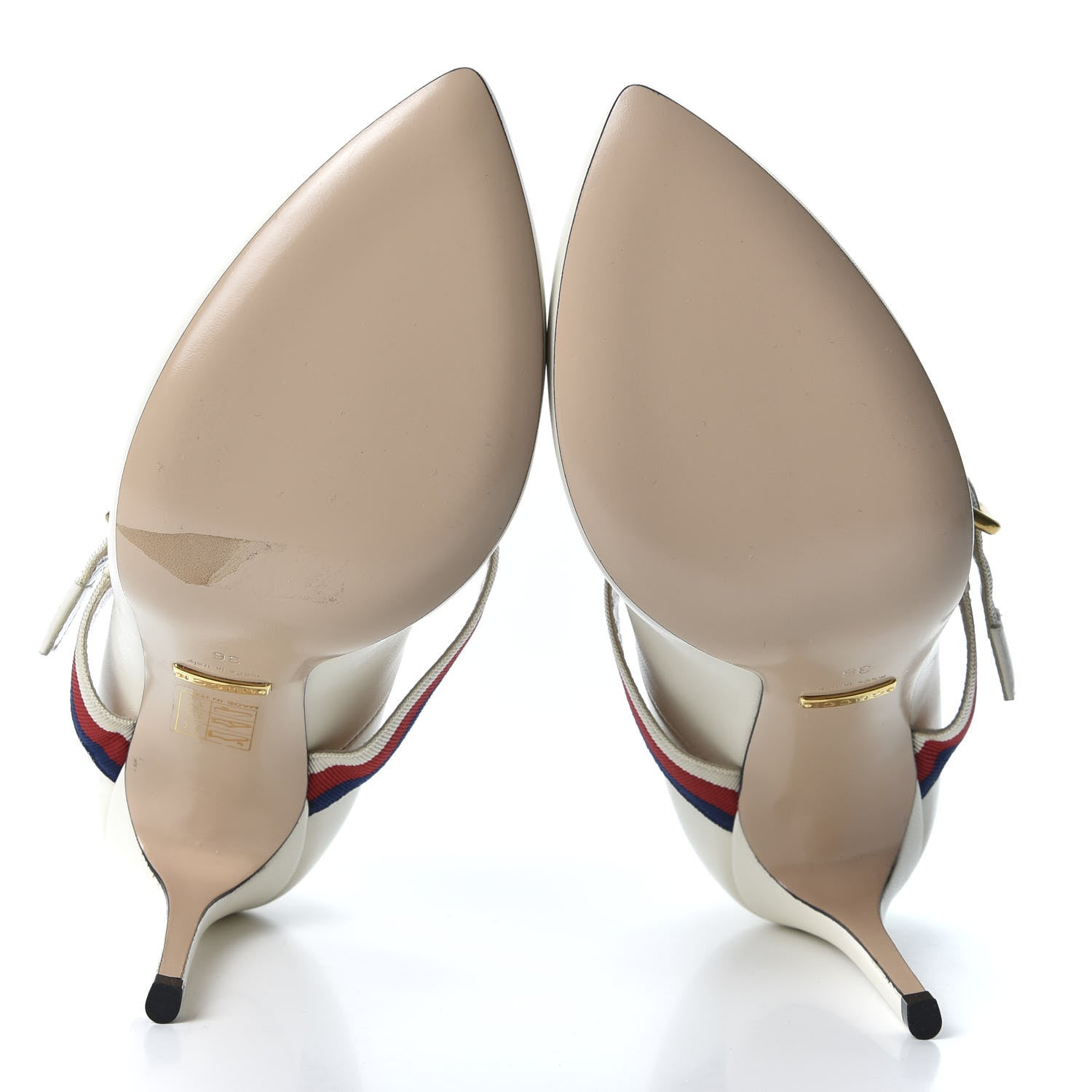 Gucci Malaga Kid Sylvie High Heel Pumps 36 White 8 of 9