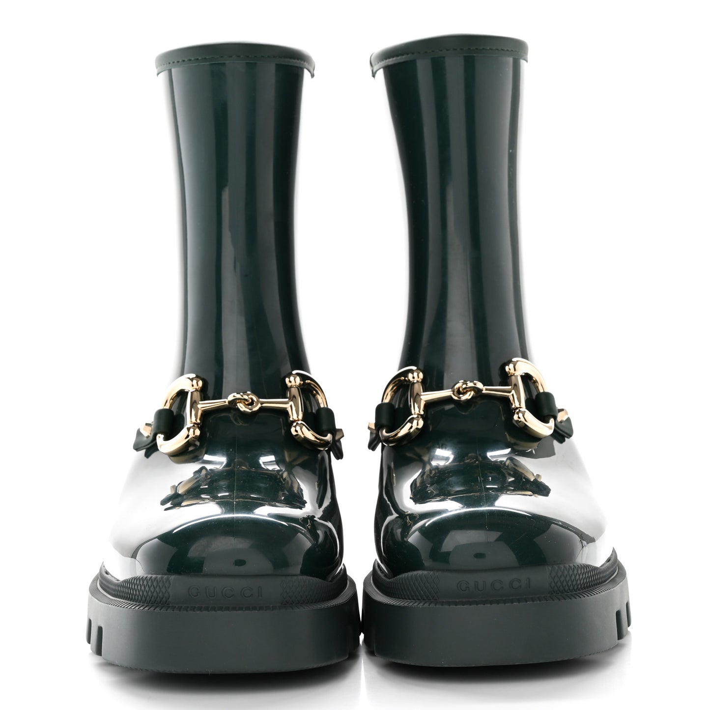 Rubber Womens Horsebit Ankle Boots 38 Vintage Green