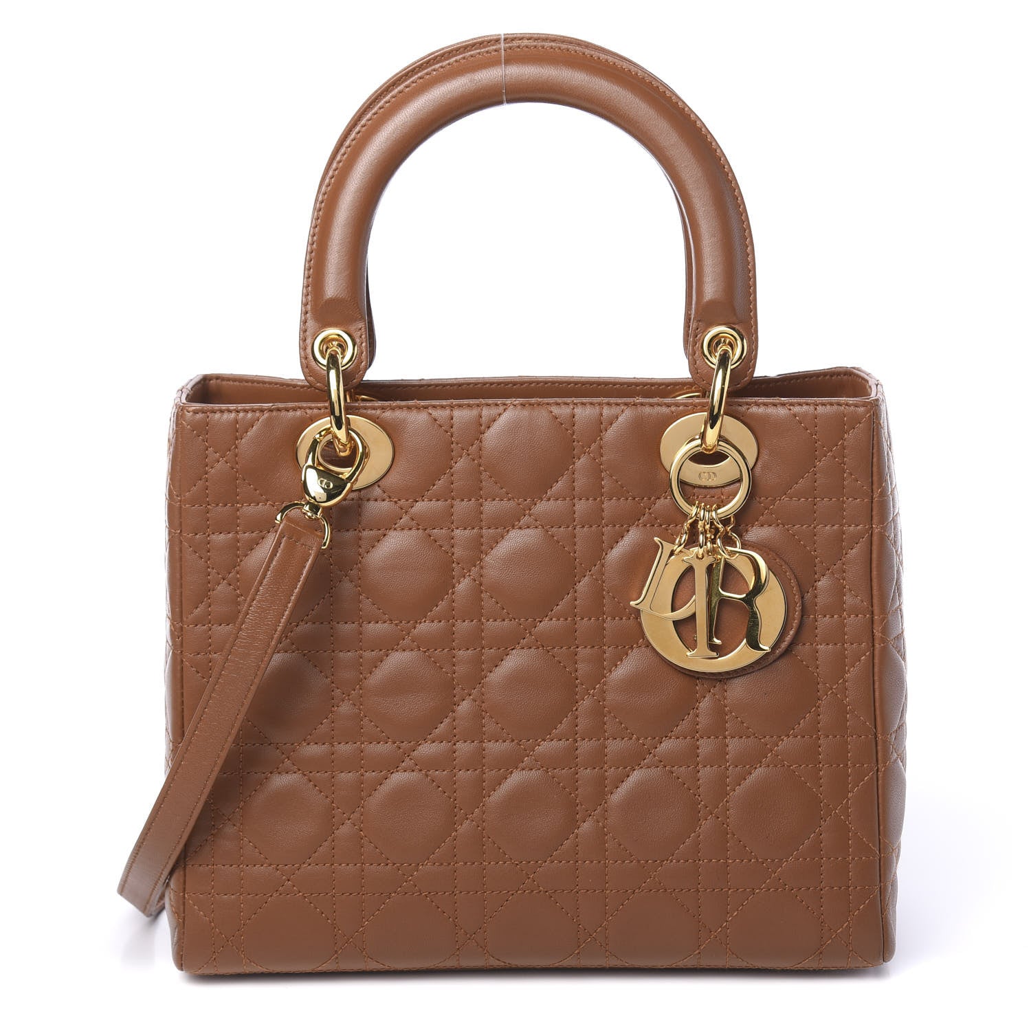Christian Dior Lambskin Cannage Medium Lady Dior Tan 1 of 11