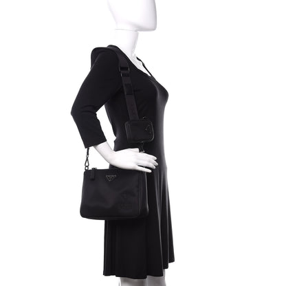 Prada Re-Nylon Saffiano Pocket Zippered Shoulder Bag Black 2 of 10