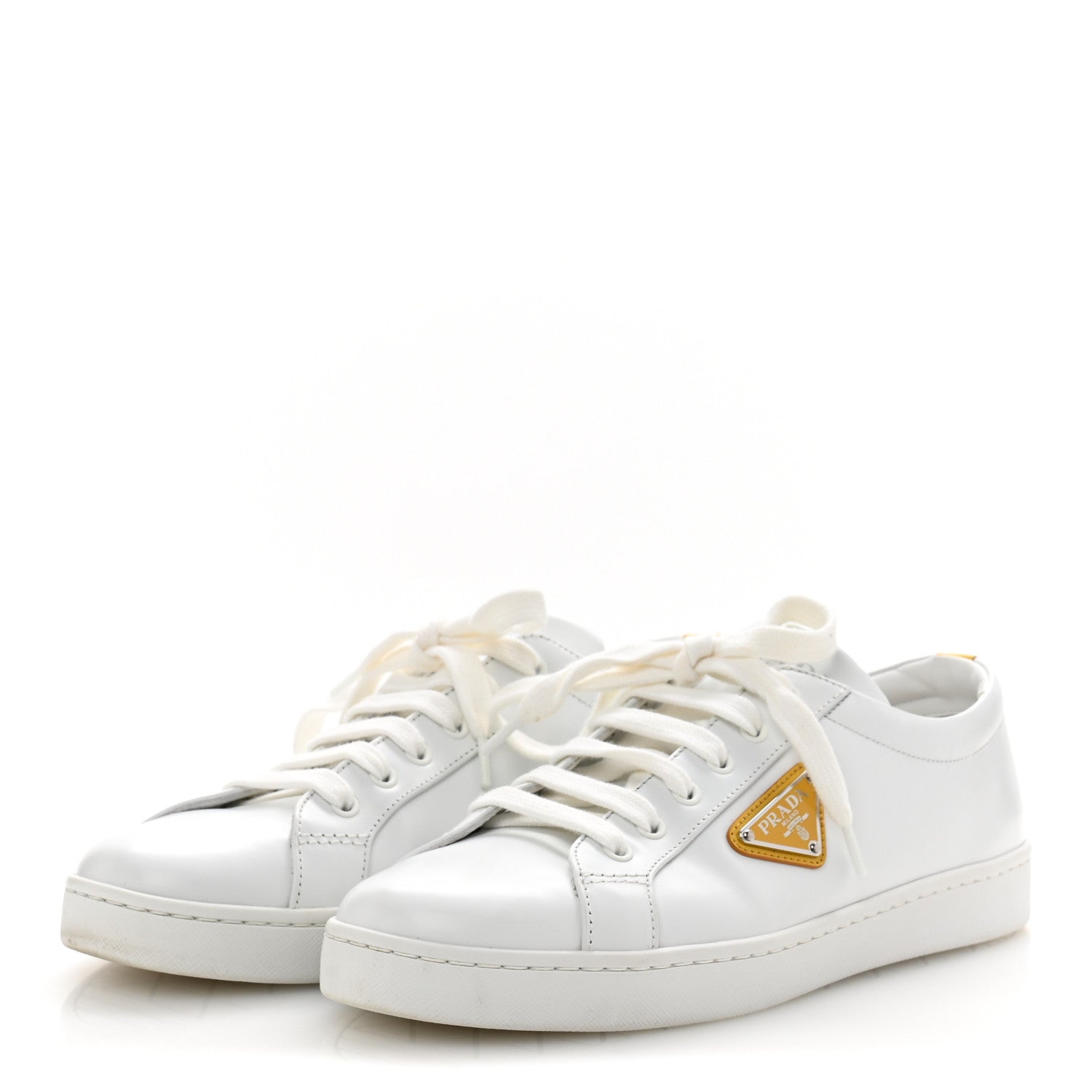 Prada Spazzolato Rois Metal Triangle Logo 25mm Sneakers 39.5 White Soleil 4 of 12
