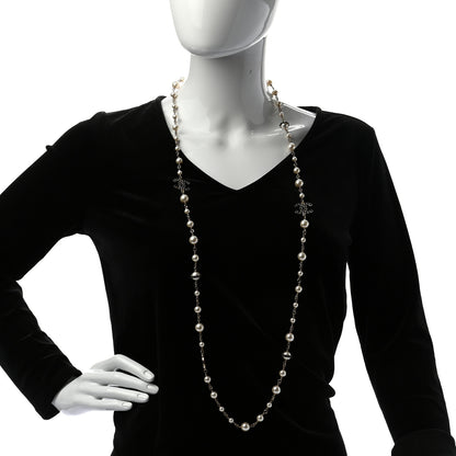 Chanel Pearl Crystal CC Long Necklace Black Gold 2 of 5
