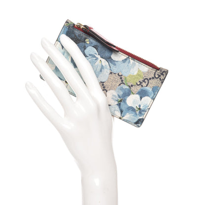 Gucci GG Supreme Monogram Blooms Coin Case Card Holder Beige Blue Navy Hibiscus Red 2 of 7