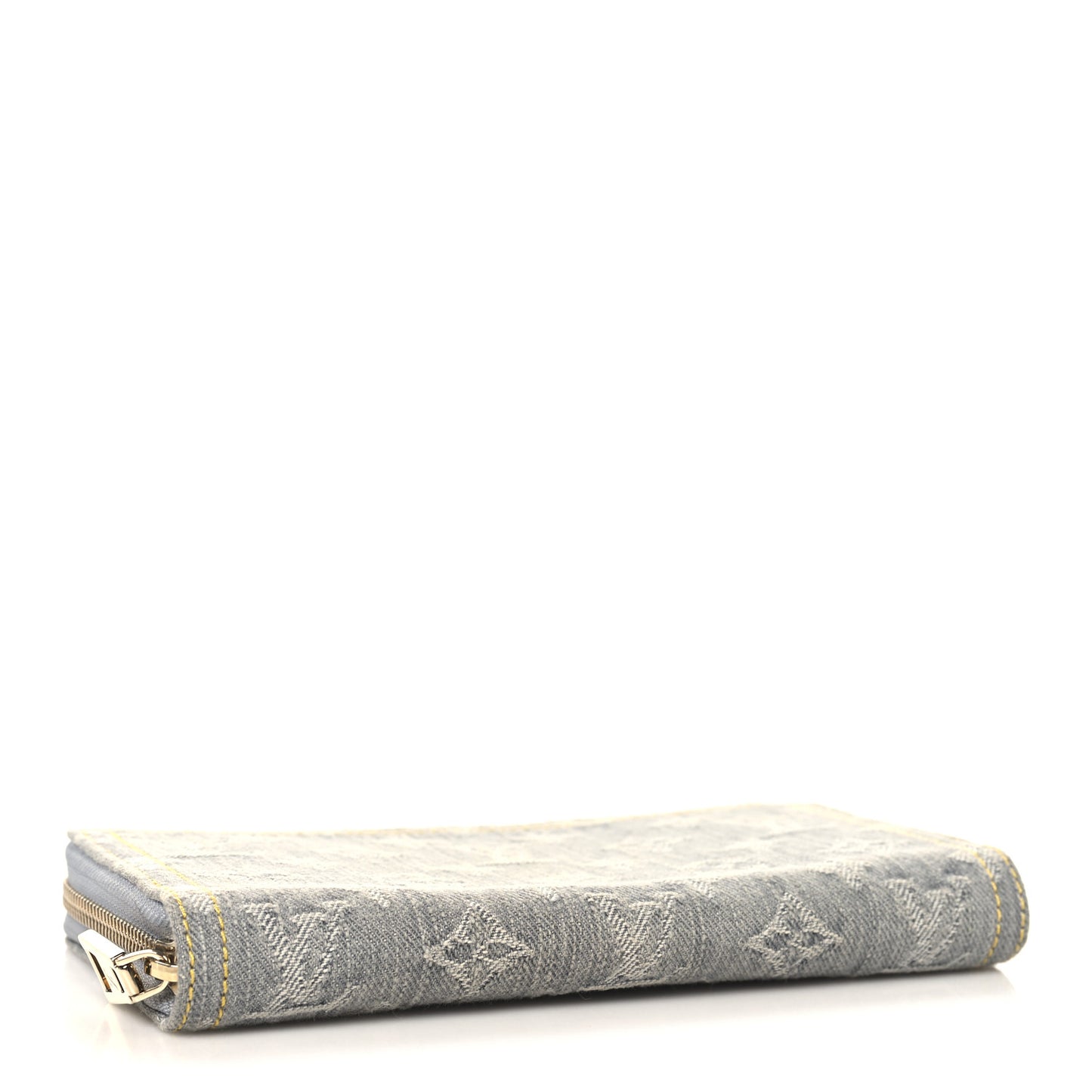Monogram Denim Zippy Wallet Washed Gray
