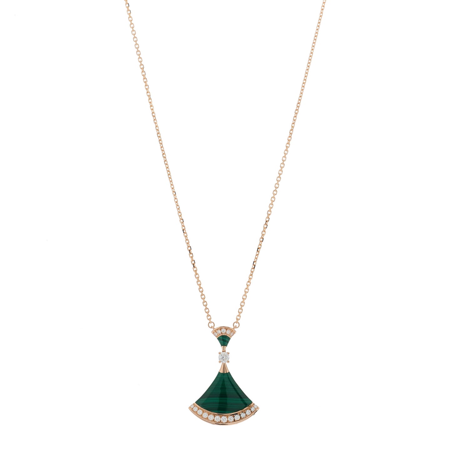 18K Rose Gold Diamond Malachite Divas' Dream Pendant Necklace