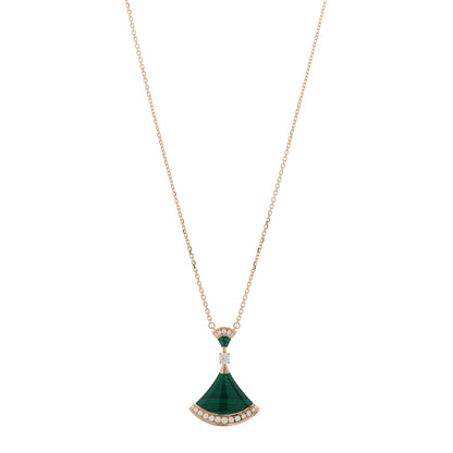 Bulgari 18K Rose Gold Diamond Malachite Divas' Dream Pendant Necklace 1 of 10