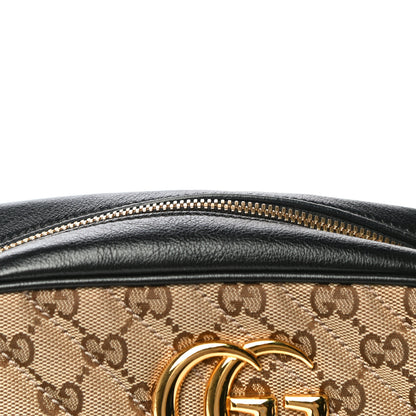 Gucci Monogram Matelasse Diagonal Small GG Marmont Chain Shoulder Bag Beige Black 16 of 16
