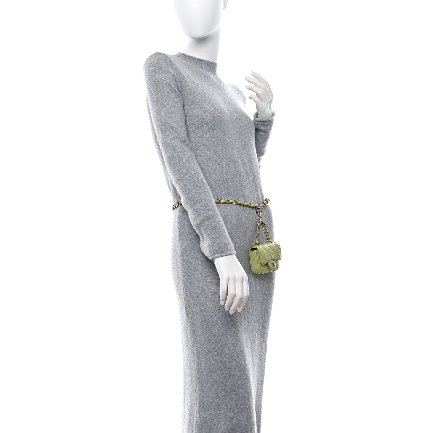 Chanel Lambskin Quilted Mini Chain Belt Bag Light Green 3 of 10