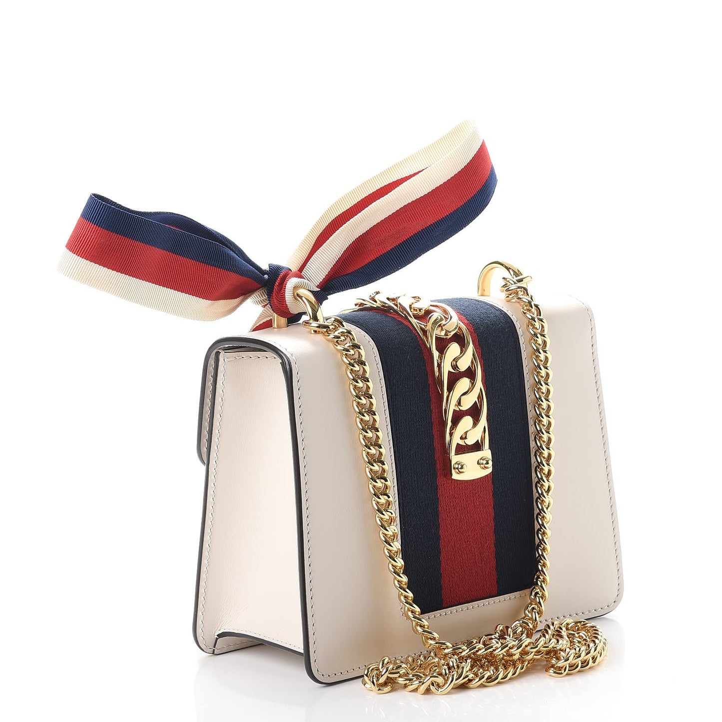 Calfskin Mini Sylvie Chain Shoulder Bag White