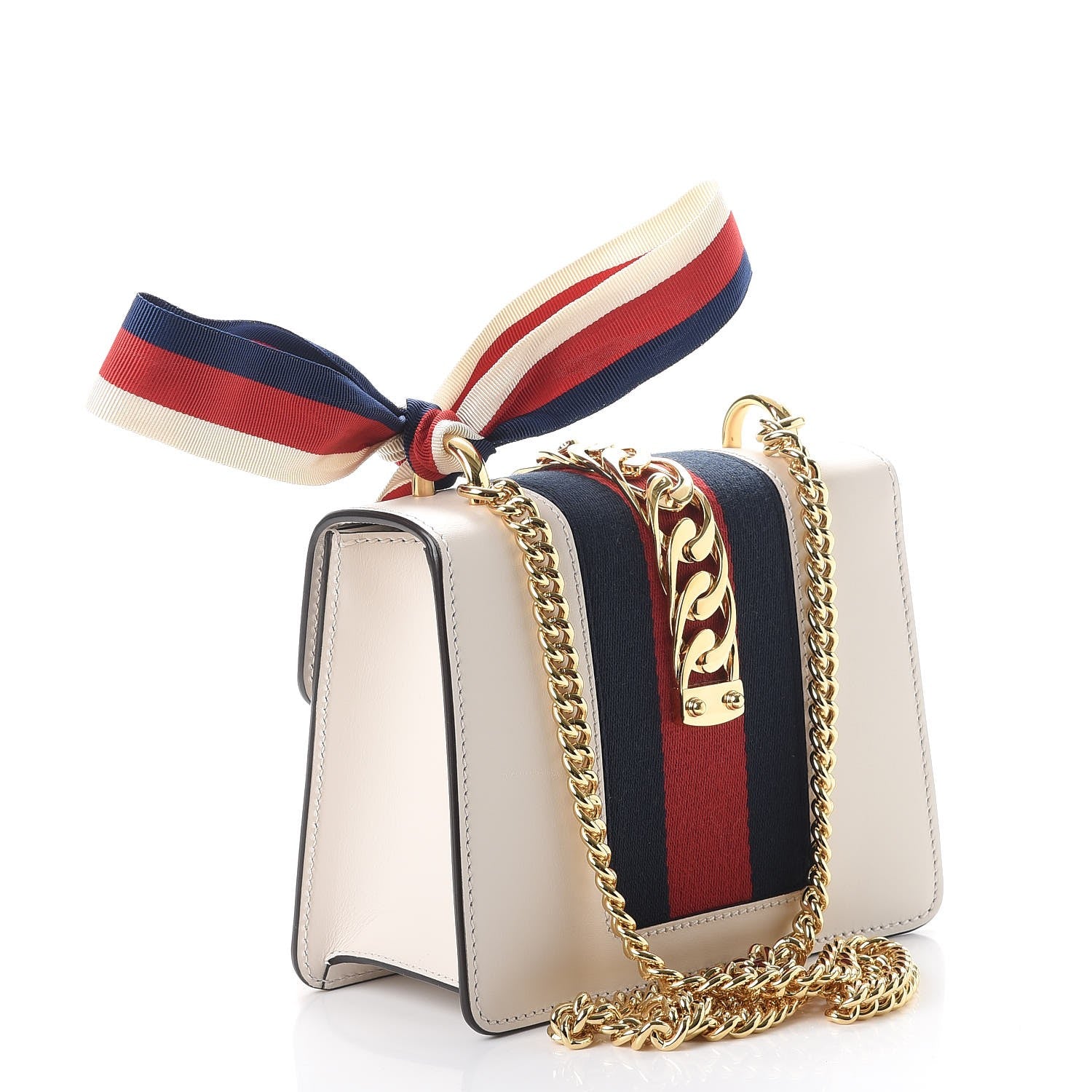 Gucci Calfskin Mini Sylvie Chain Shoulder Bag White 3 of 7