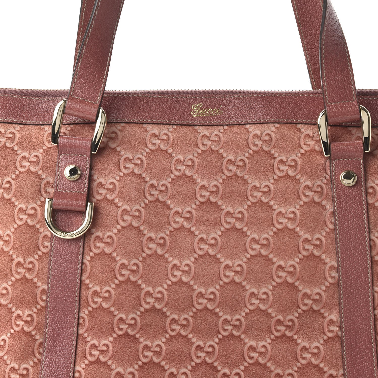 Gucci Suede Guccissima Abbey Tote Pink 10 of 10