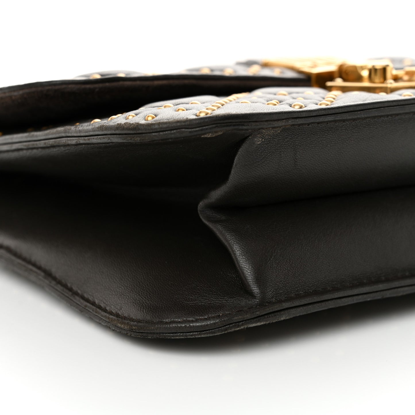 Lambskin Cannage Studded Large Dioraddict Flap Bag Brown