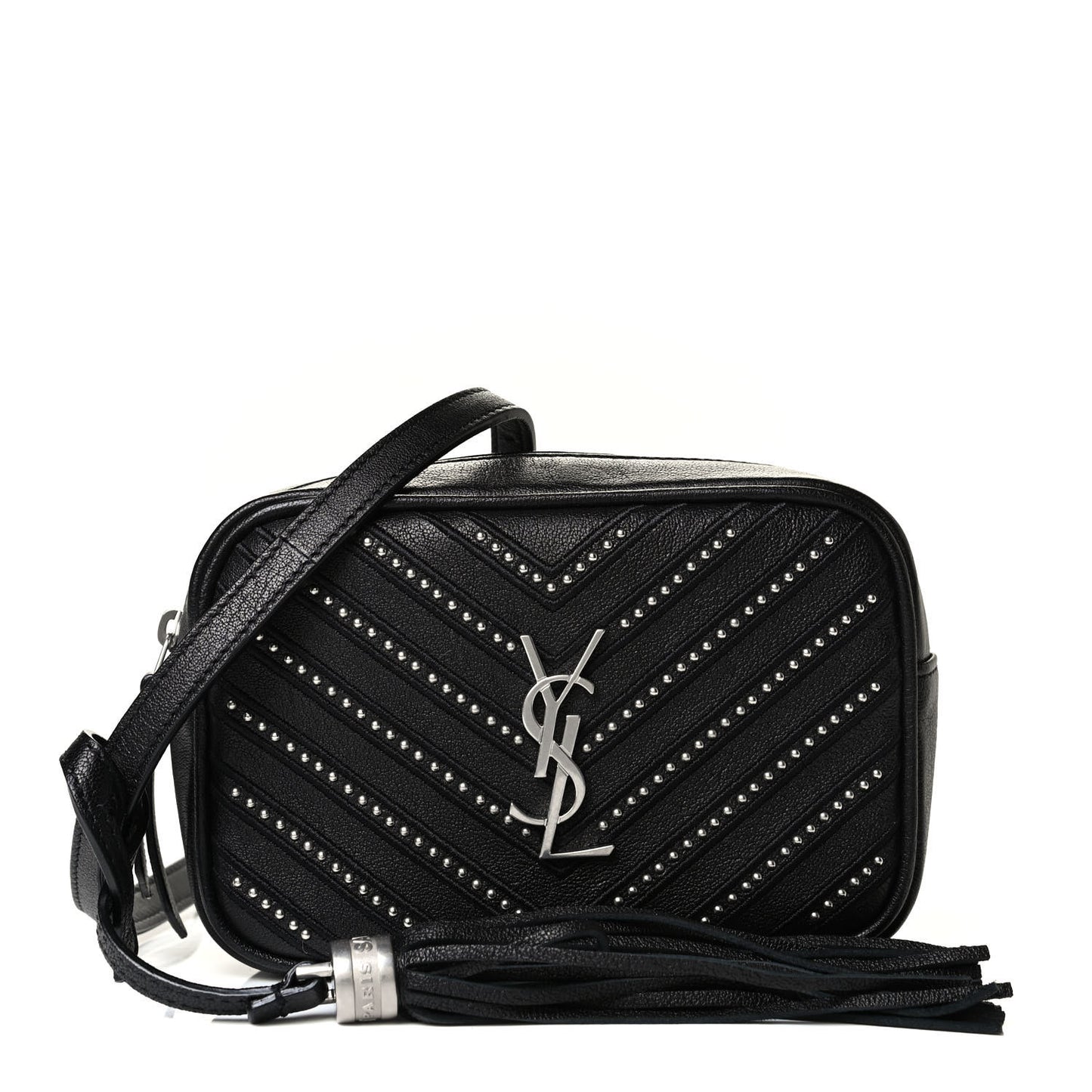 Calfskin Matelasse Studded Monogram Lou Belt Bag Black
