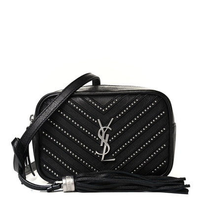 Saint Laurent Calfskin Matelasse Studded Monogram Lou Belt Bag Black 2 of 9