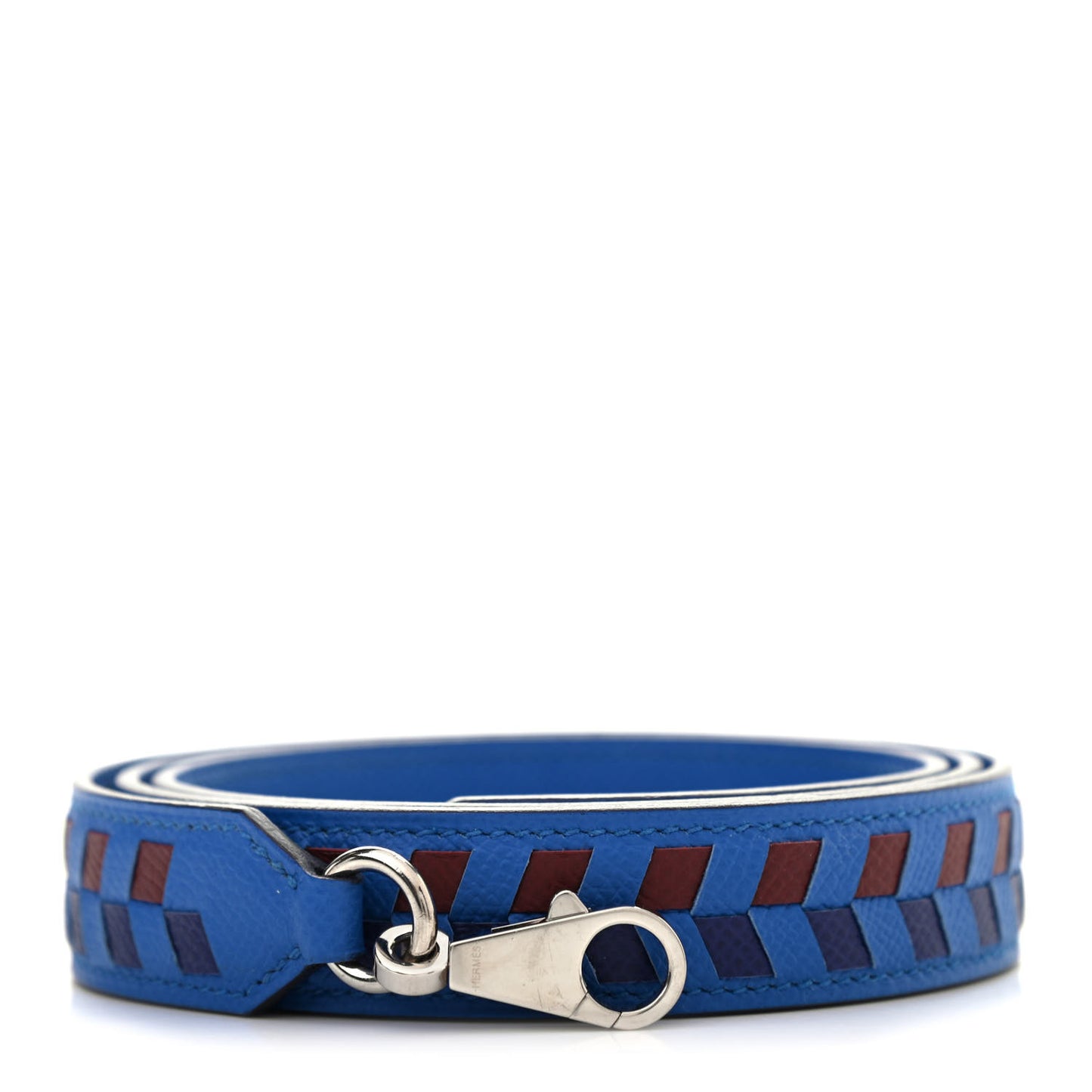 Epsom 25mm Tressage Shoulder Strap Blue Zellige Blue Encre Rouge