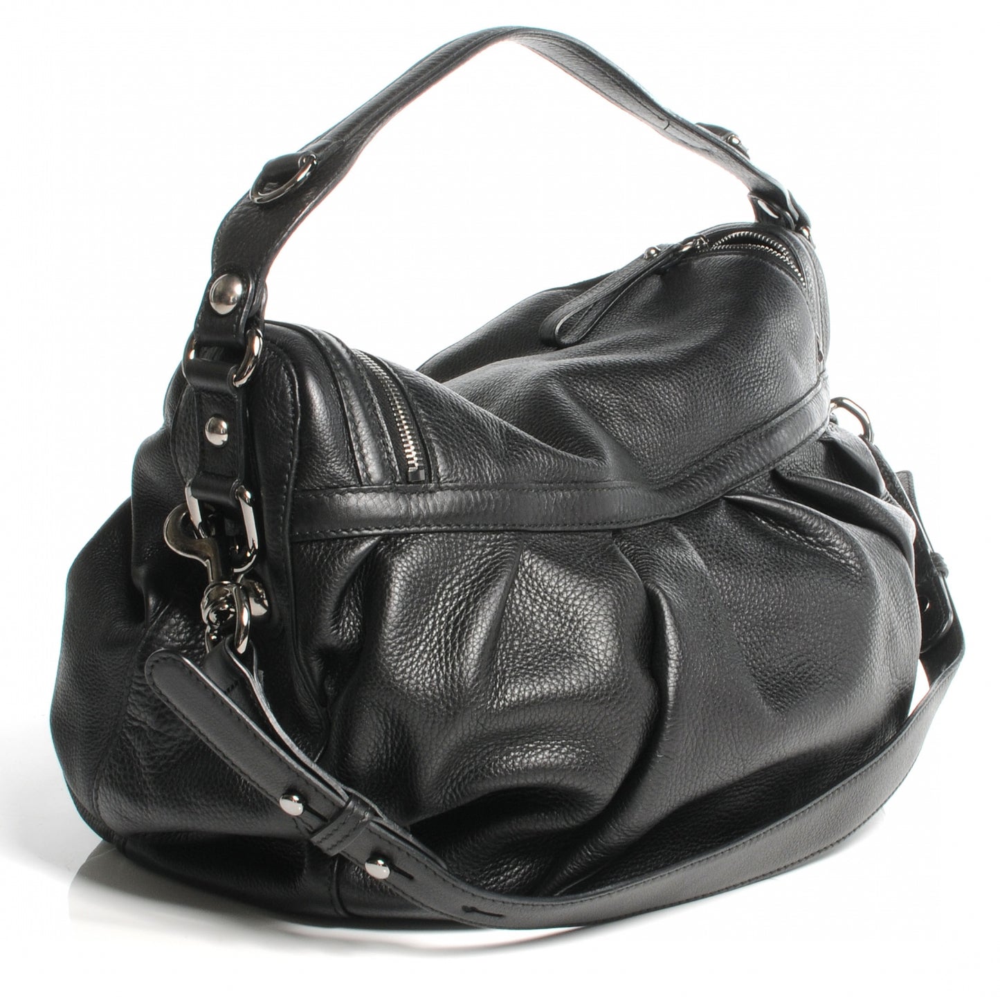 Leather Icon Bit Medium Shoulder Bag Black