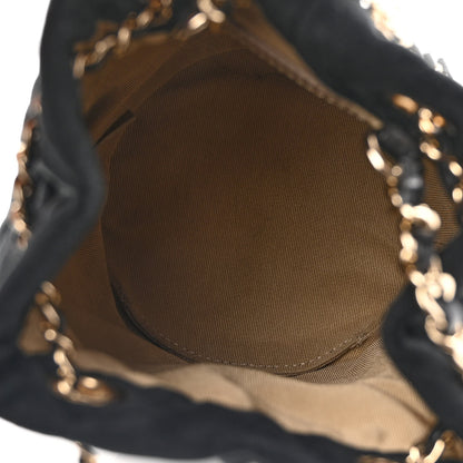 Chanel Velvet Quilted Pearl Crush Drawstring Bag Black 5 of 9