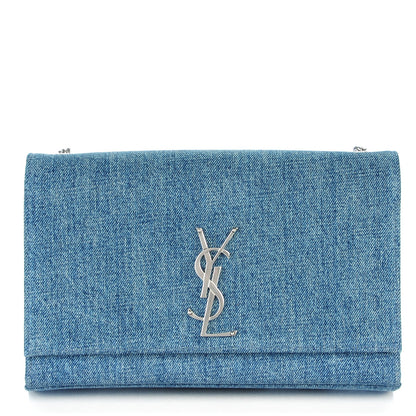 Saint Laurent Denim Medium Classic Monogram Satchel Blue 1 of 8