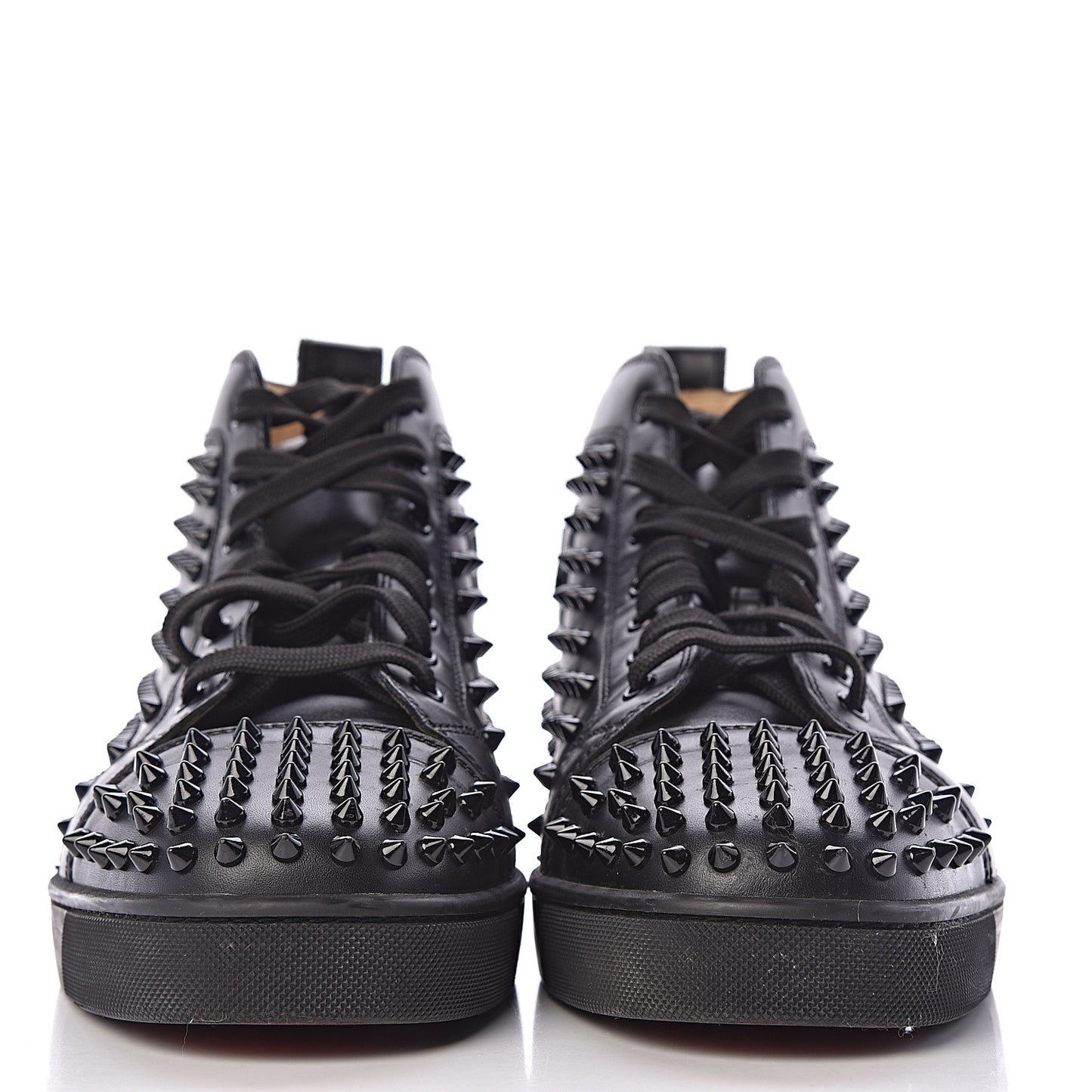 Calfskin Mens Louis Spikes Flat Sneakers 45 Black