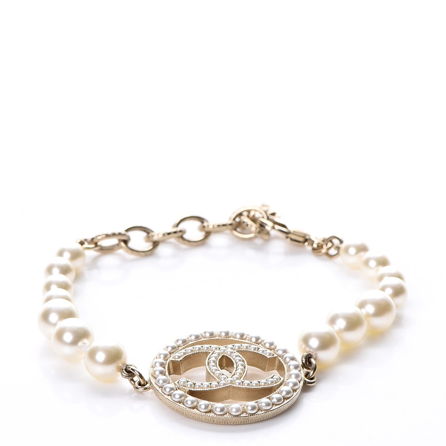 Pearl CC Bracelet Gold