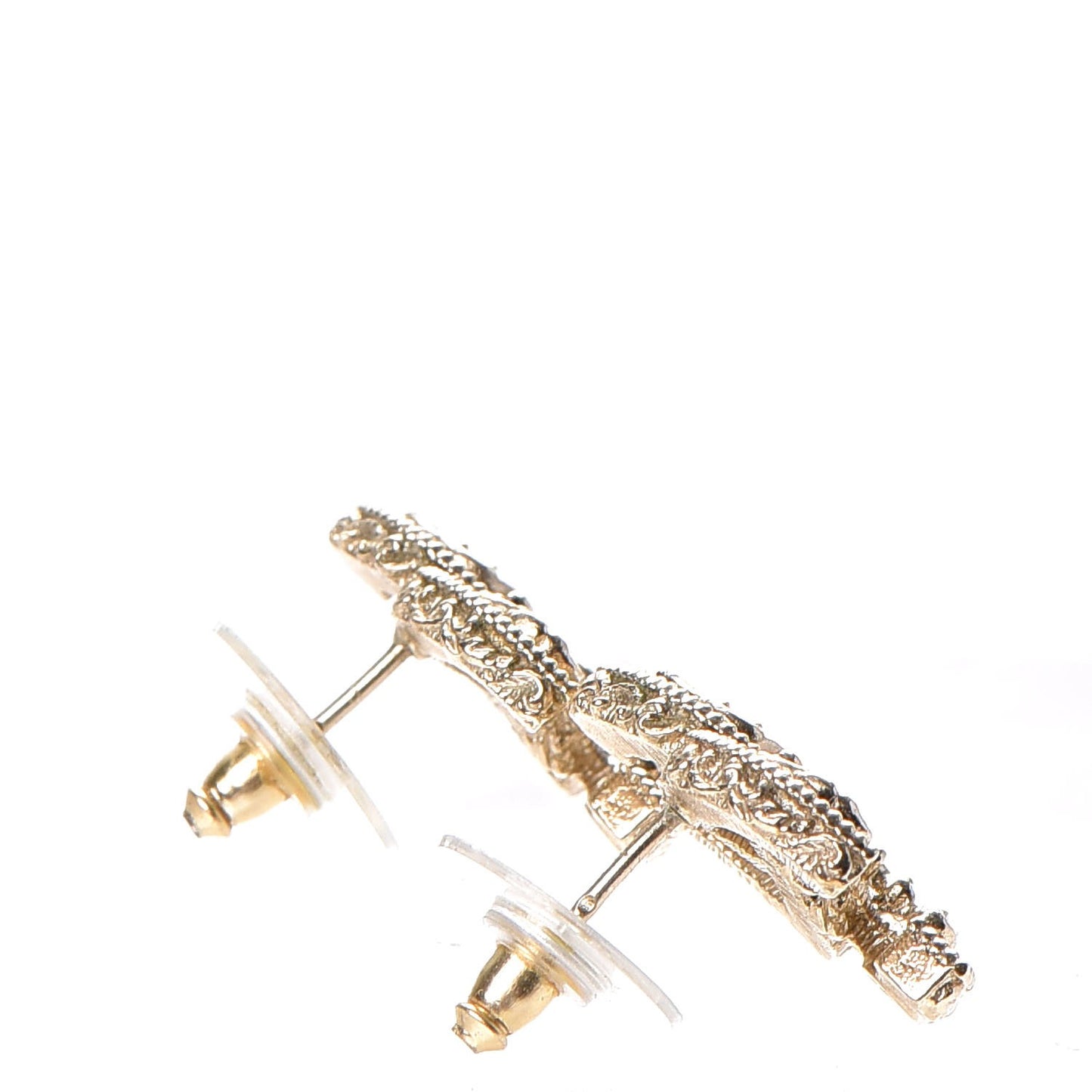 Enamel CC Baroque Earrings Black Gold