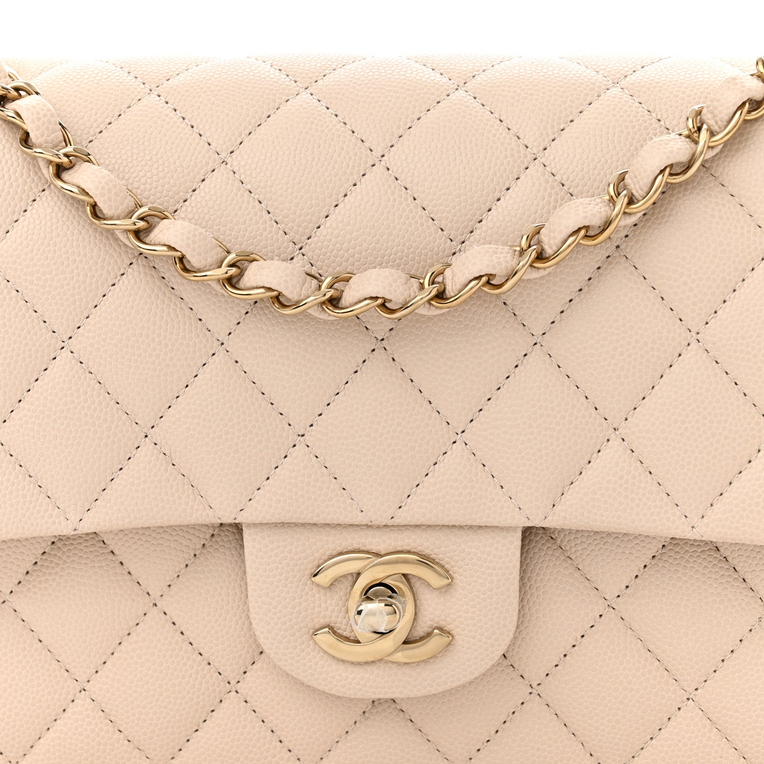 Chanel Caviar Quilted Medium Double Flap Light Beige 8 of 11