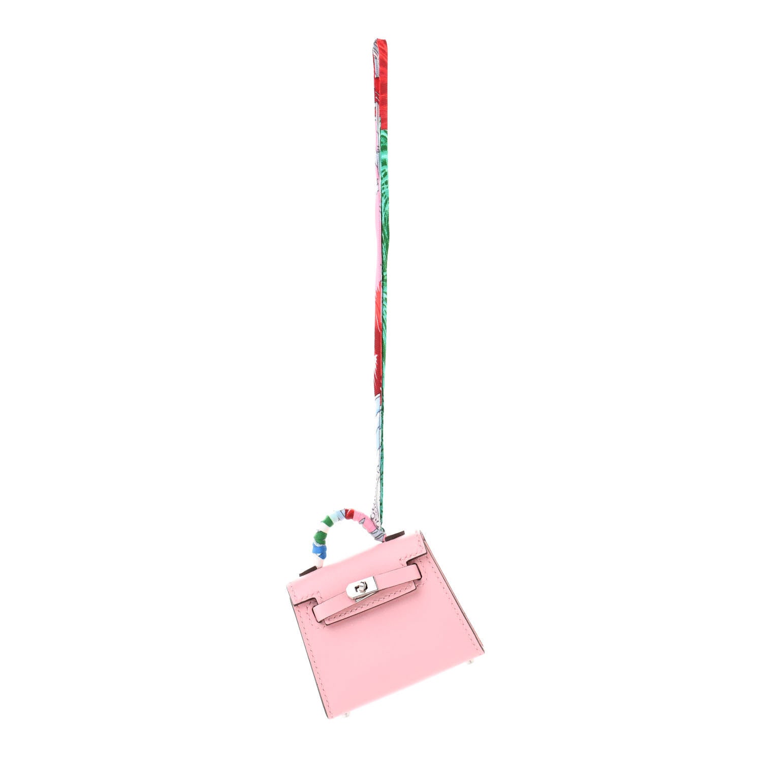 Hermes Tadelakt Mini Kelly Twilly Bag Charm Rose Sakura 1 of 6