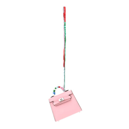 Hermes Tadelakt Mini Kelly Twilly Bag Charm Rose Sakura 1 of 6