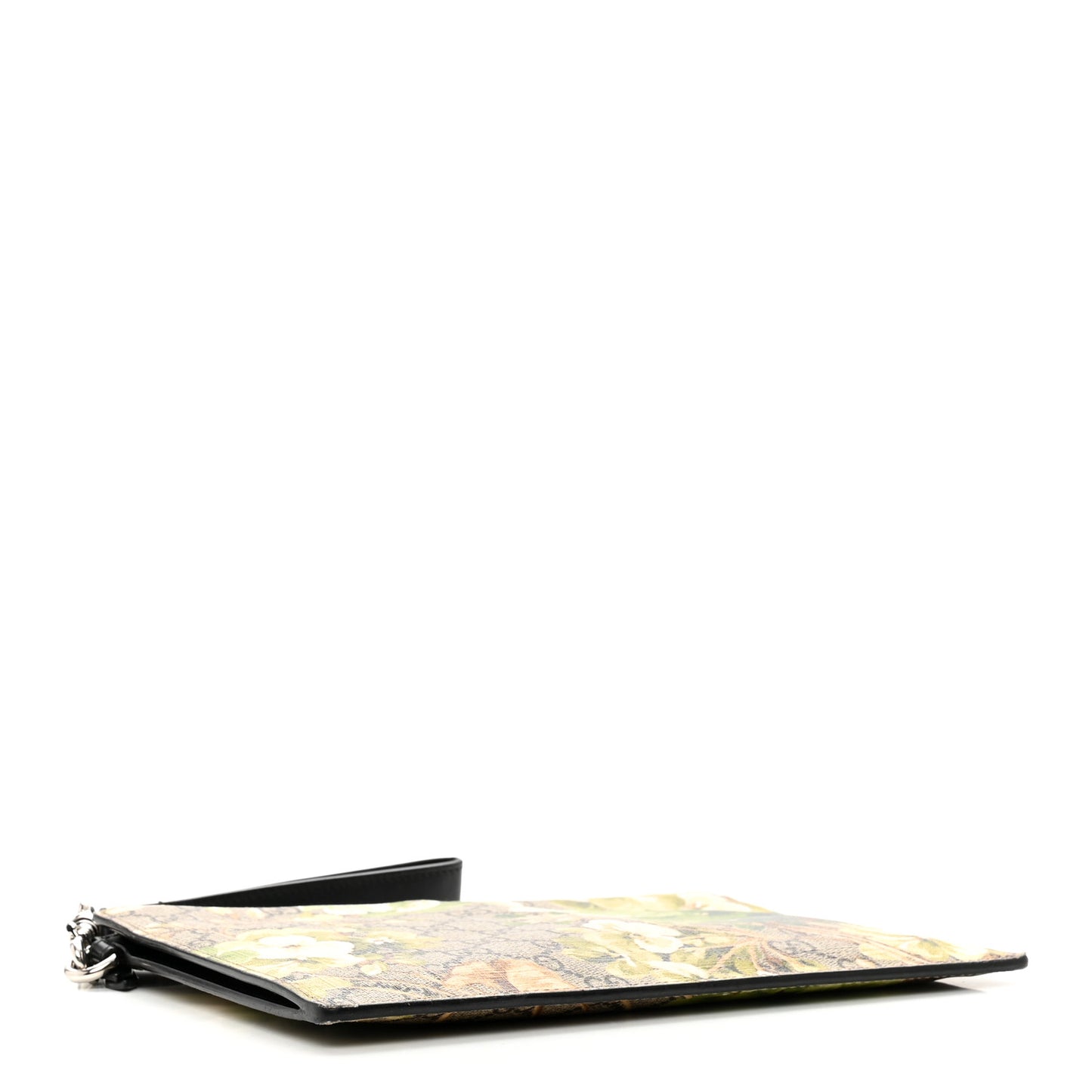 GG Supreme Monogram Blooms Small Zip Wristlet Pouch Beige New Military Black