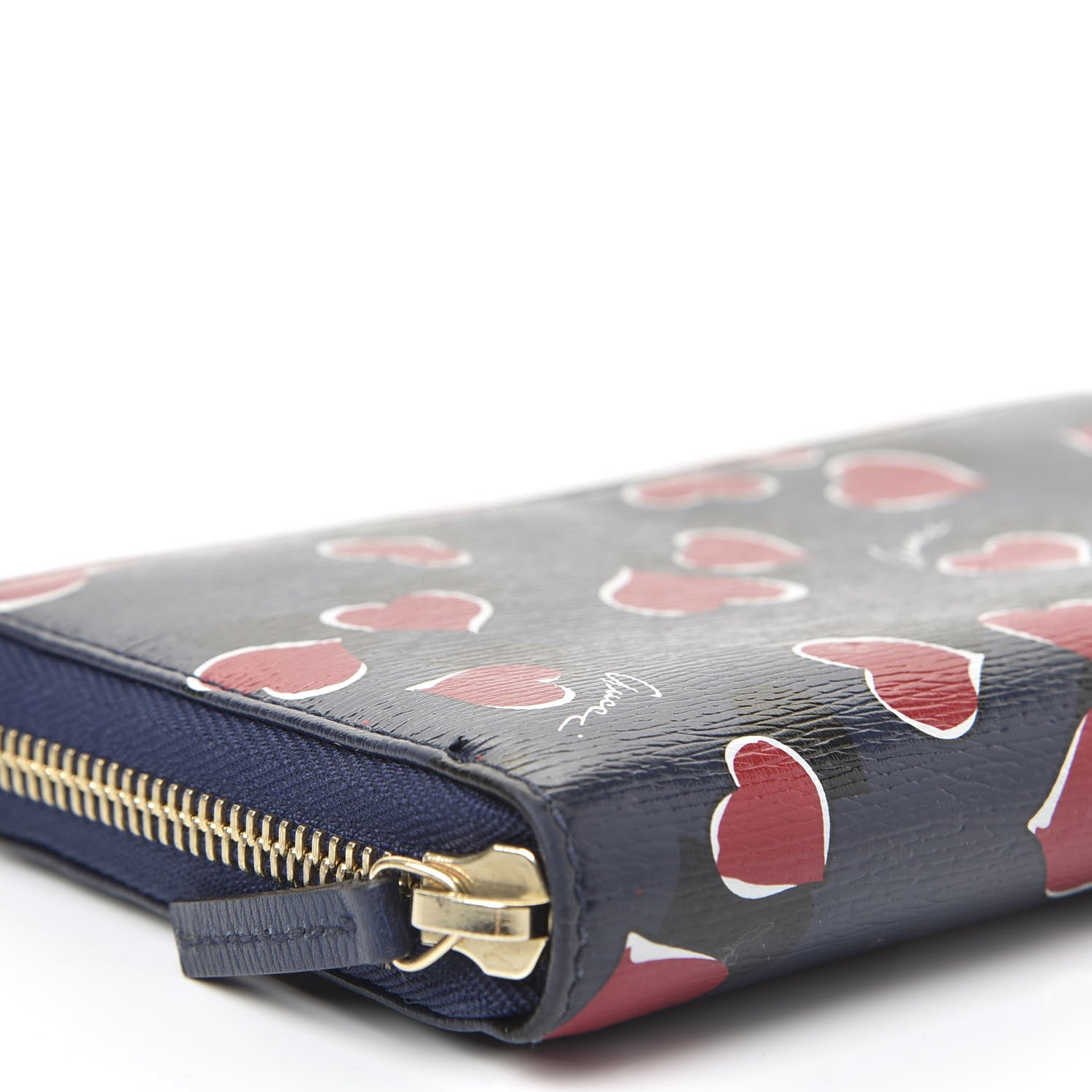 Gucci Calfskin Heartbeat Print Zip Around Wallet Blue 5 of 8