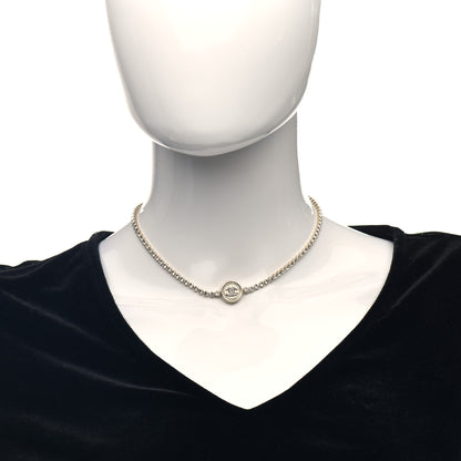 Chanel Crystal CC Chain Short Necklace Gold 2 of 5