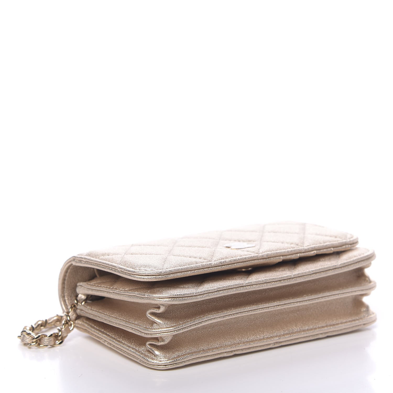 Chanel Metallic Lambskin Quilted Mini Wallet On Chain WOC Gold 4 of 11