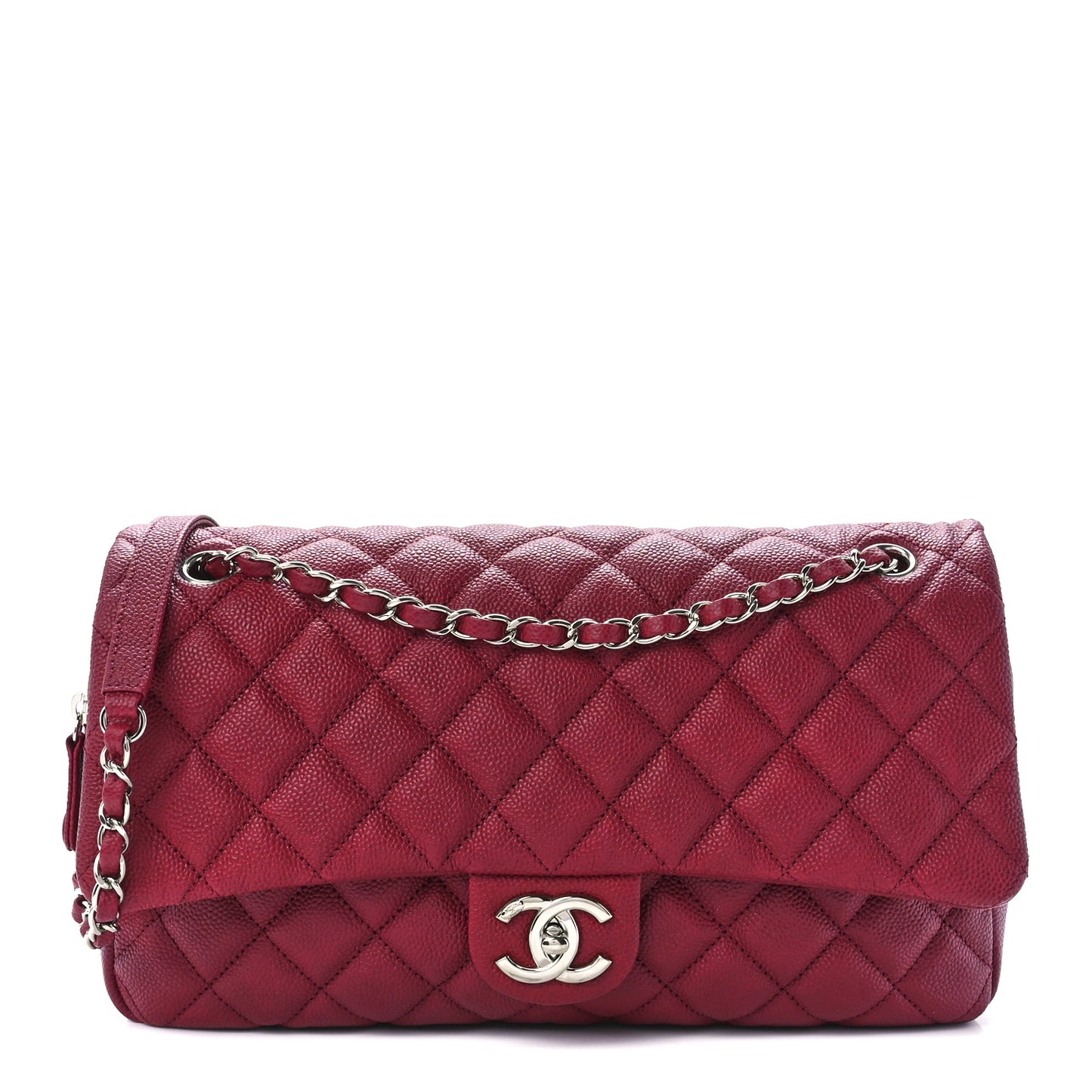Caviar Quilted Jumbo Easy Flap Dark Pink