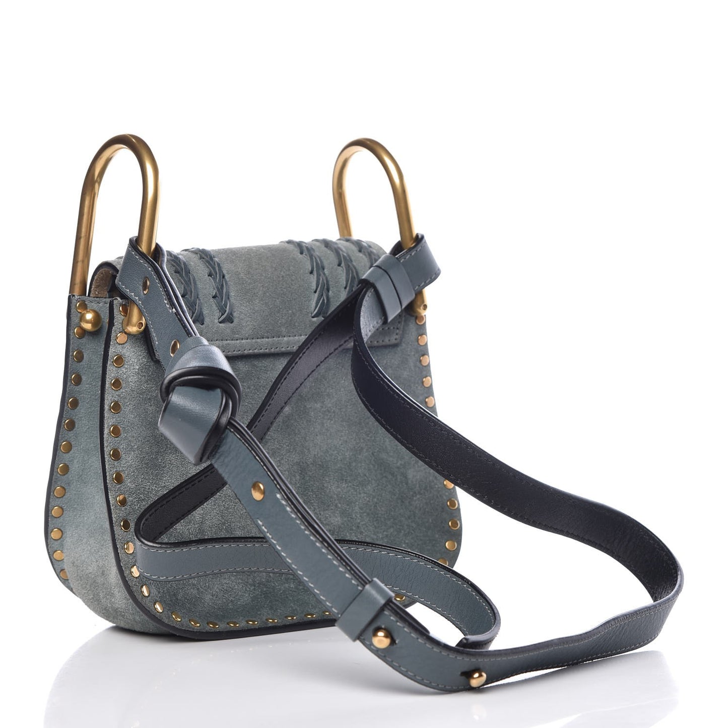 Suede Calfskin Braided Mini Hudson Shoulder Bag Cloudy Blue
