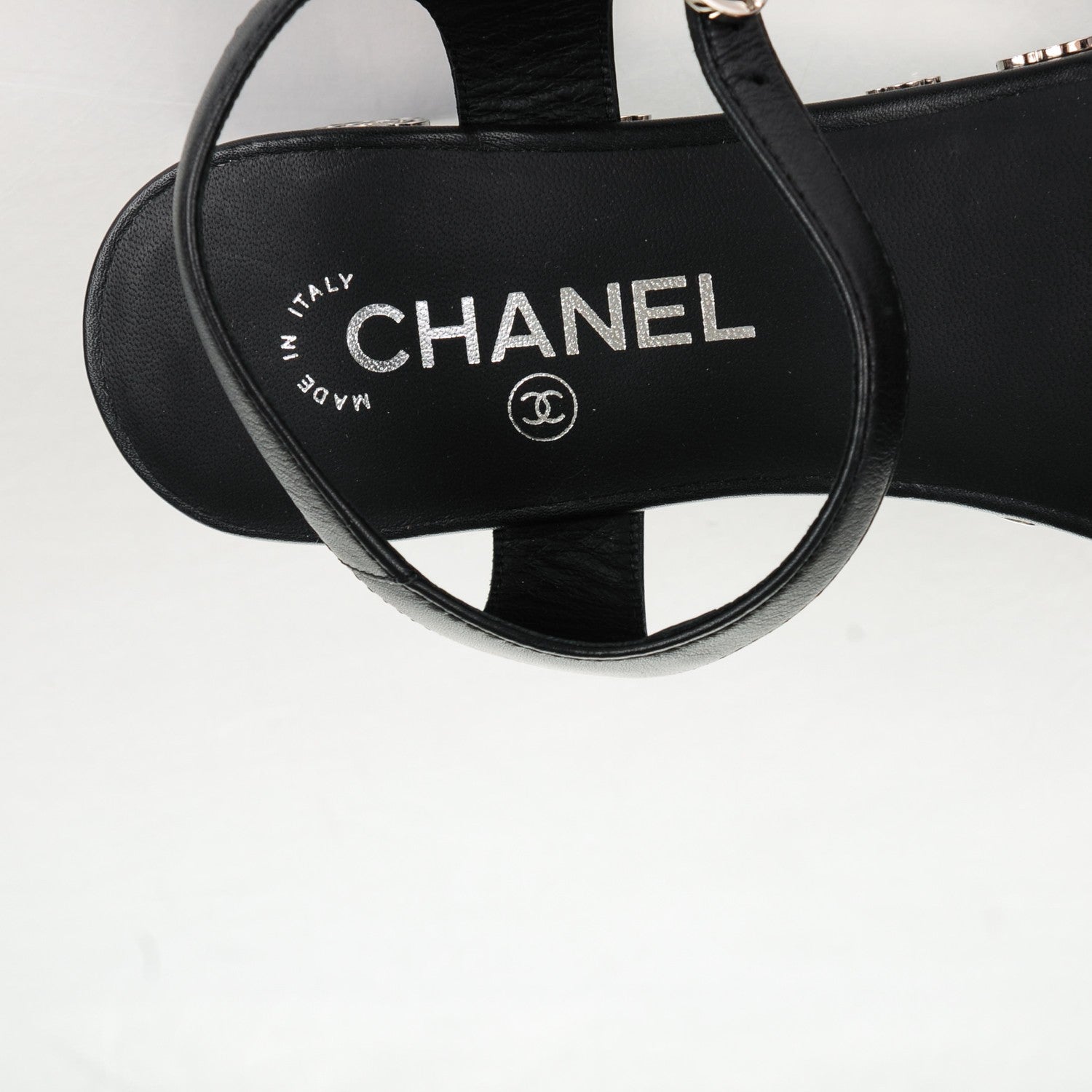 Chanel Calfskin Camellia Platform Sandals 38 Black 7 of 7