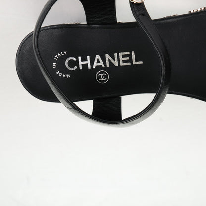 Chanel Calfskin Camellia Platform Sandals 38 Black 7 of 7