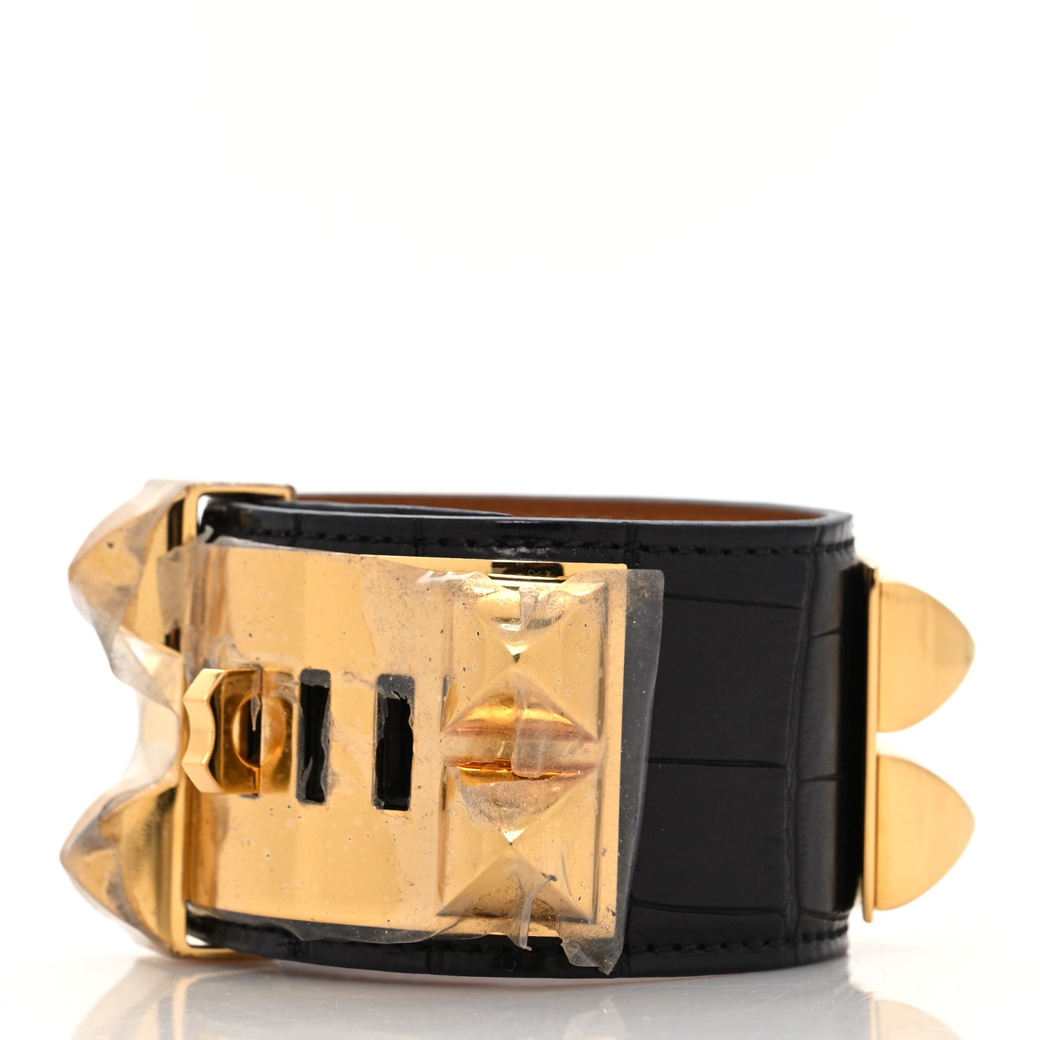 Hermes Shiny Alligator Collier de Chien CDC Bracelet S Black 3 of 7