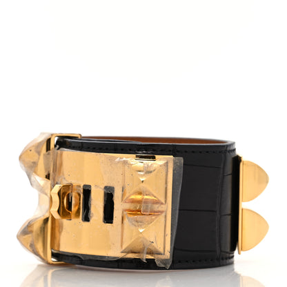 Hermes Shiny Alligator Collier de Chien CDC Bracelet S Black 3 of 7