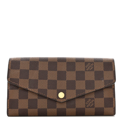 Louis Vuitton Damier Ebene Sarah Wallet NM Rose Ballerine 1 of 10