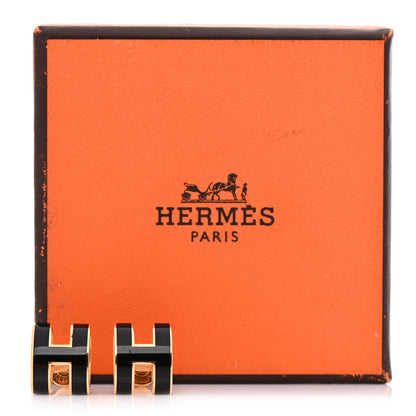 Hermes Gold Lacquered Pop H Earrings Black 6 of 6