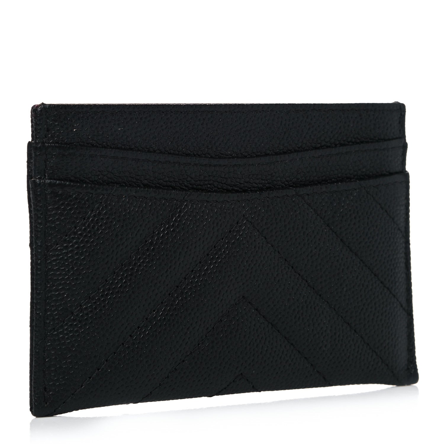 Chanel Caviar Chevron Quilted Card Holder Black 3 of 9