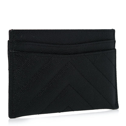 Chanel Caviar Chevron Quilted Card Holder Black 3 of 9