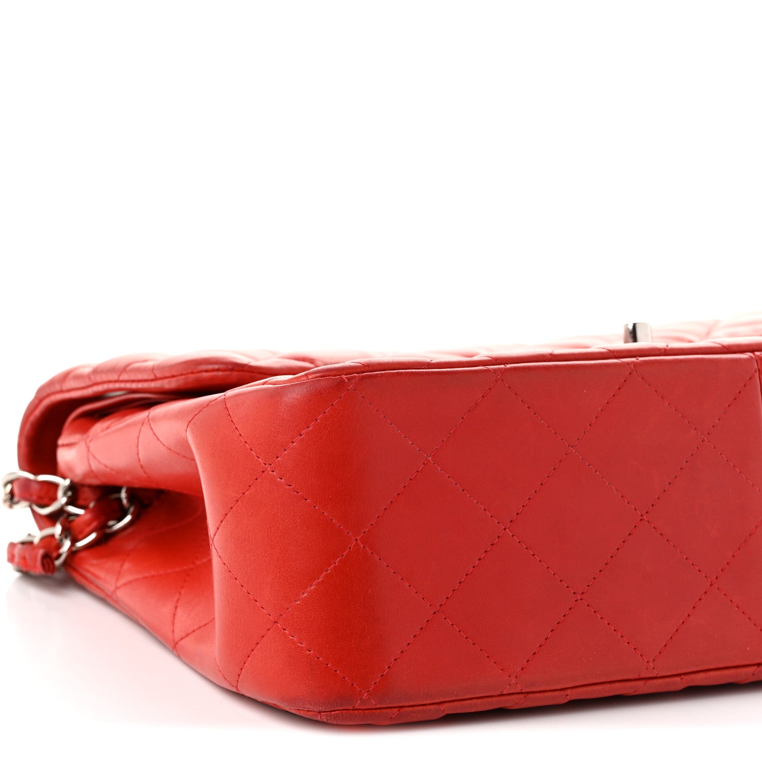 Chanel Lambskin Quilted Jumbo Double Flap Red 9 of 10